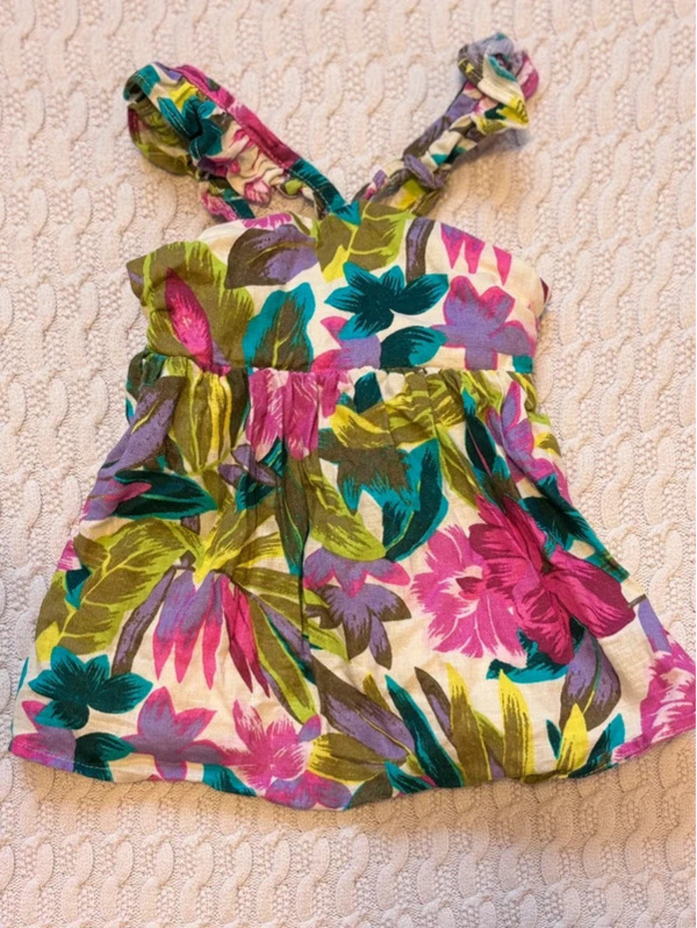 Baby Gap Tropical Dress Size 6-12 month Linen and Cotton Blend